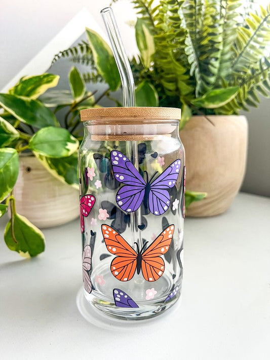 Butterfly glass cup